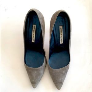 Manolo Blahnik Taupe Suede Pointed-Toe Pumps